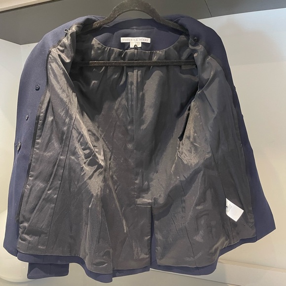 $695 Veronica Beard Miller Dickey Jacket Blazer Navy gold Double Breasted Sz 4 - Picture 6 of 16